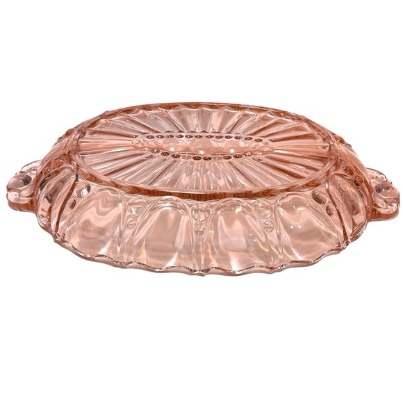 Vintage 1930s Anchor Hocking Relish Dish Depression Glass Oyster and Pearl - Picture 5 of 9